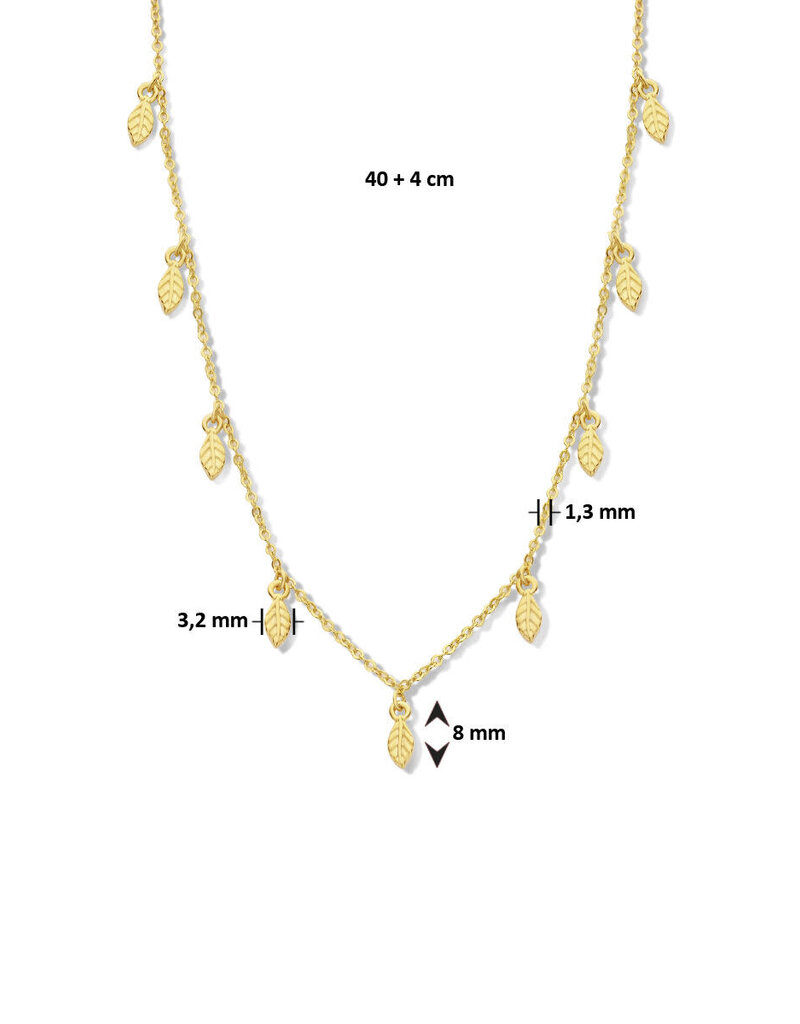 Verguld zilver collier - Veertjes - 40-44 cm
