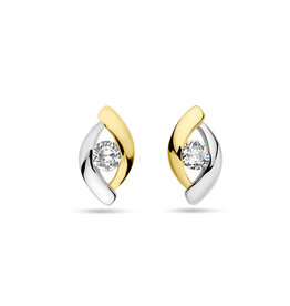 Verguld zilver - Oorknoppen - Bicolor - Zirkonia
