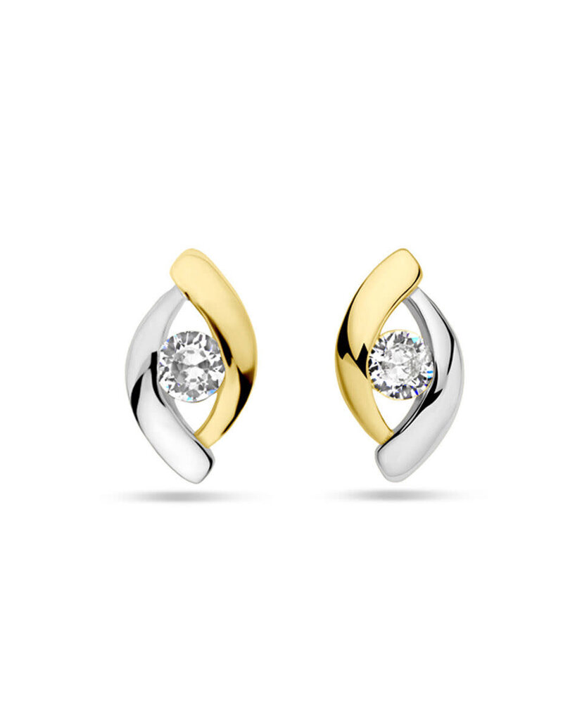 Verguld zilver - Oorknoppen - Bicolor - Zirkonia