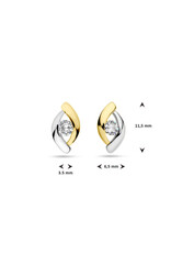 Verguld zilver - Oorknoppen - Bicolor - Zirkonia