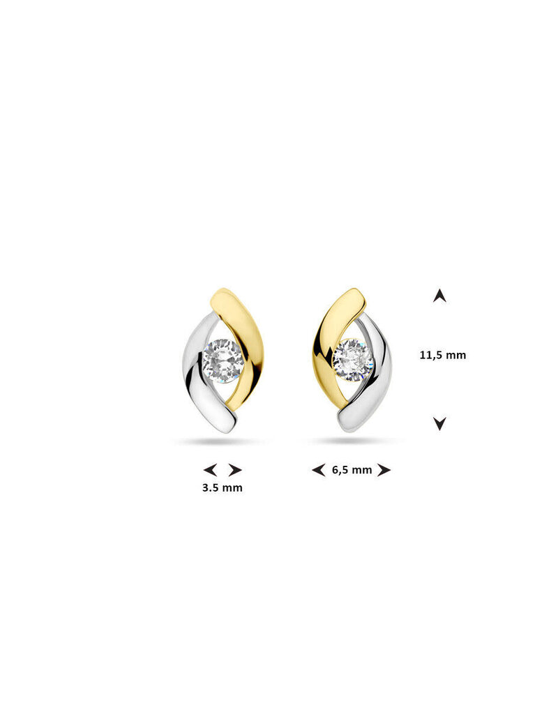 Verguld zilver - Oorknoppen - Bicolor - Zirkonia