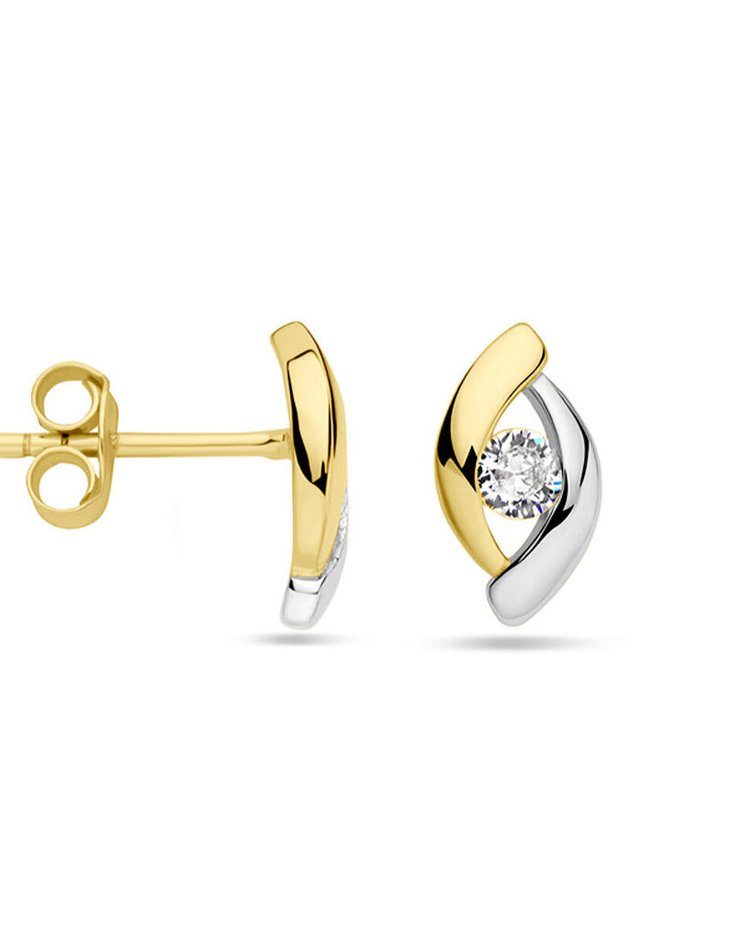 Verguld zilver - Oorknoppen - Bicolor - Zirkonia