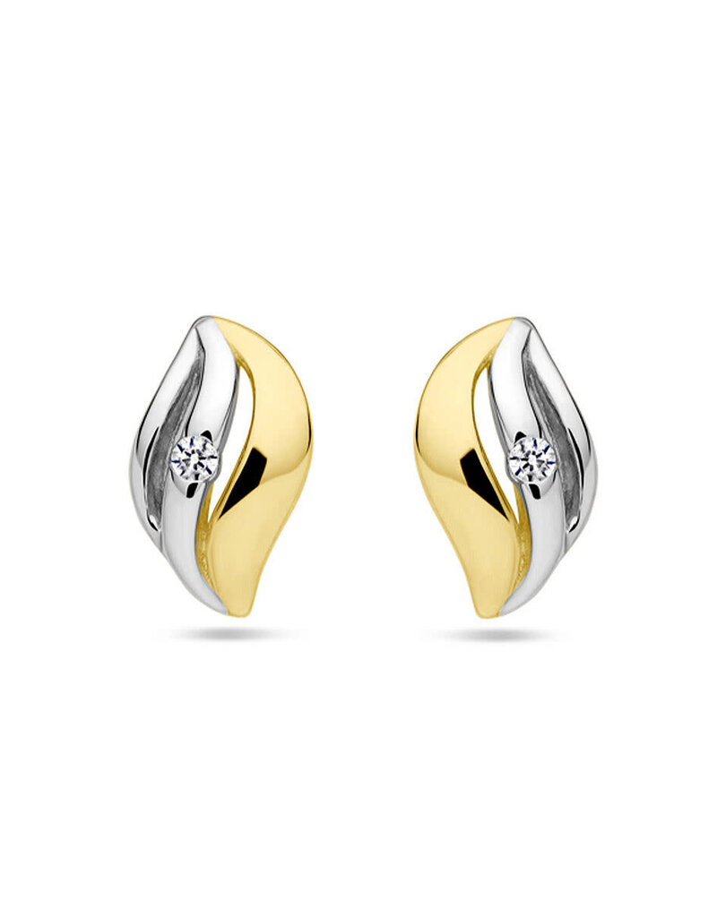 Verguld zilver - Oorknoppen - Bicolor - Zirkonia