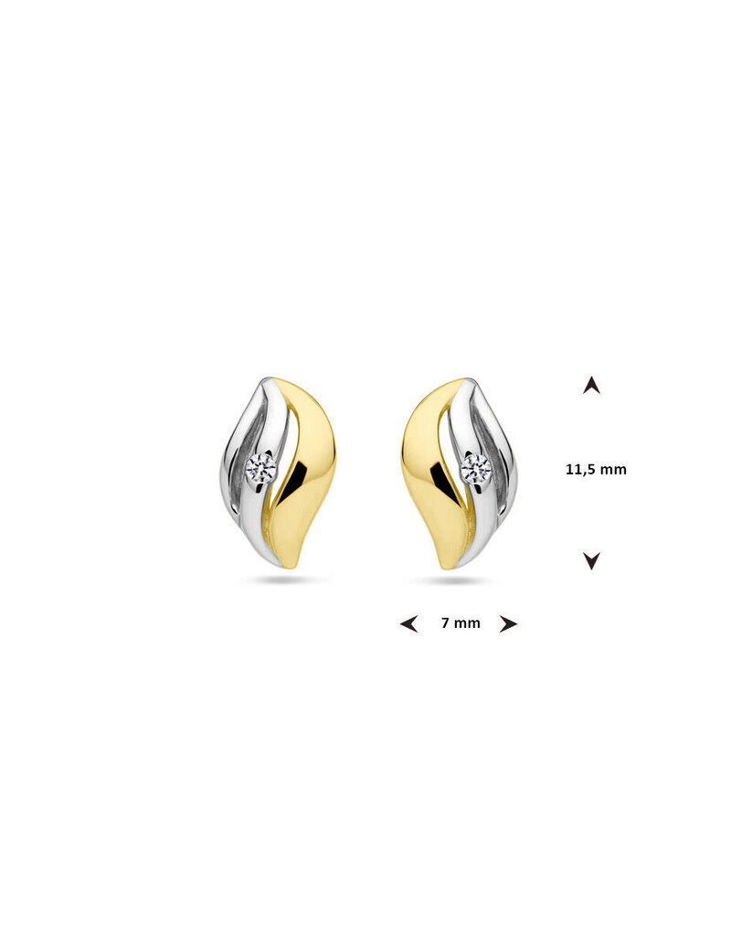 Verguld zilver - Oorknoppen - Bicolor - Zirkonia