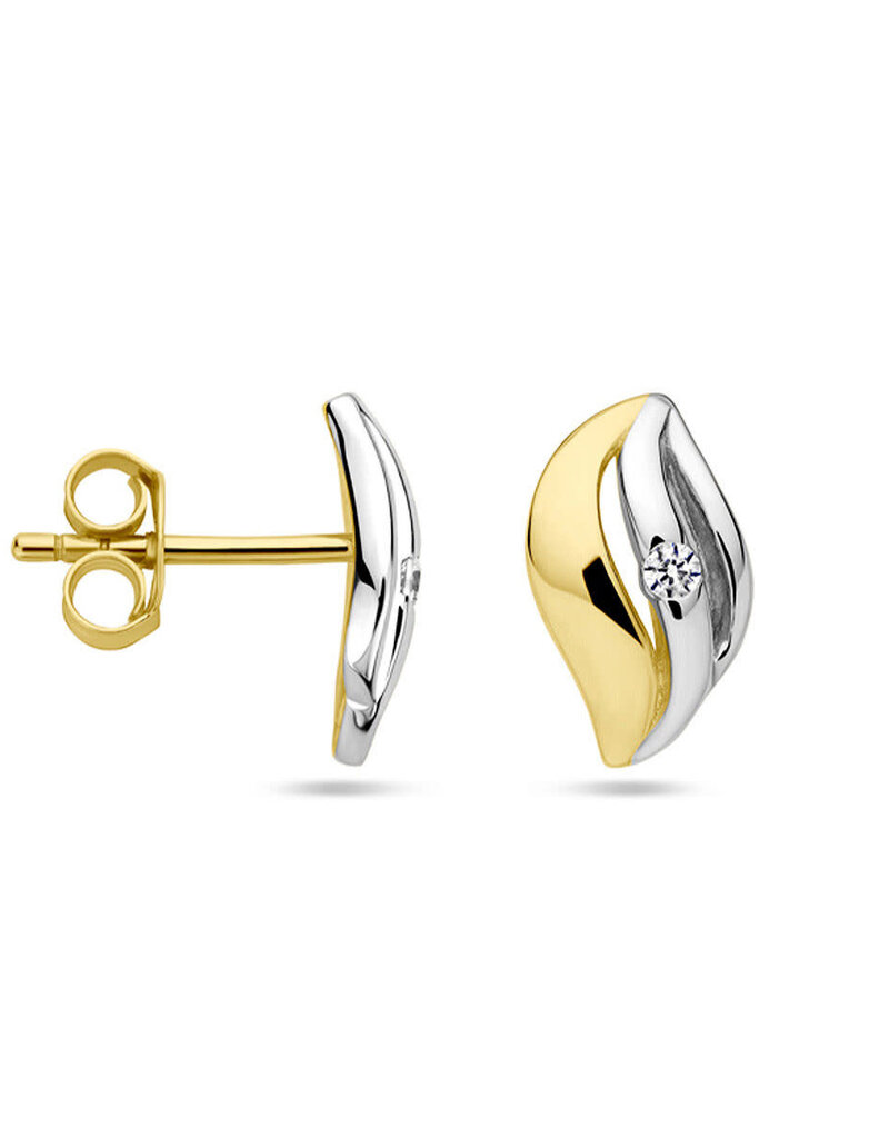 Verguld zilver - Oorknoppen - Bicolor - Zirkonia