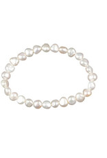 Zoetwaterparel armband - Elastiek - Wit - 5.5 mm