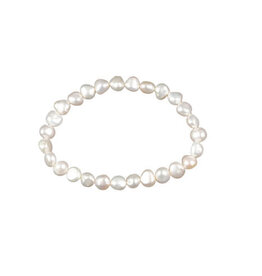 Zoetwaterparel armband - Elastiek - Wit - 5.5 mm
