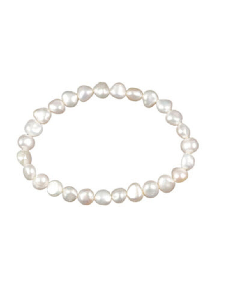 Zoetwaterparel armband - Elastiek - Wit - 5.5 mm