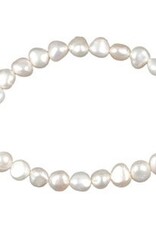 Zoetwaterparel armband - Elastiek - Wit - 5.5 mm