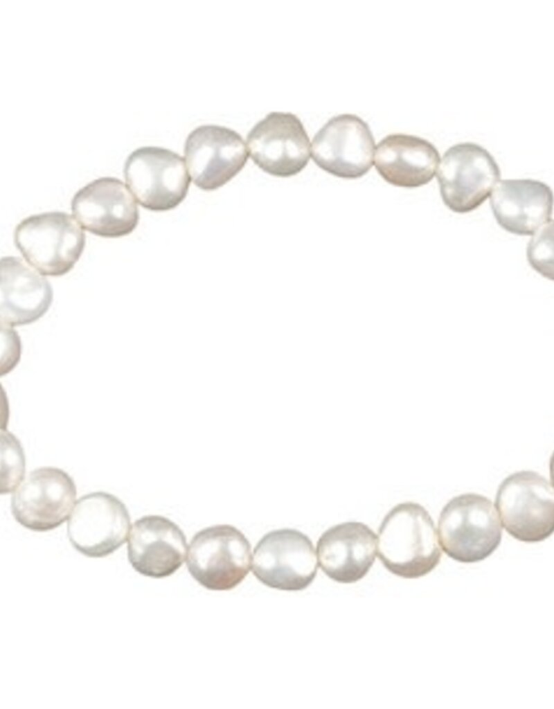 Zoetwaterparel armband - Elastiek - Wit - 5.5 mm
