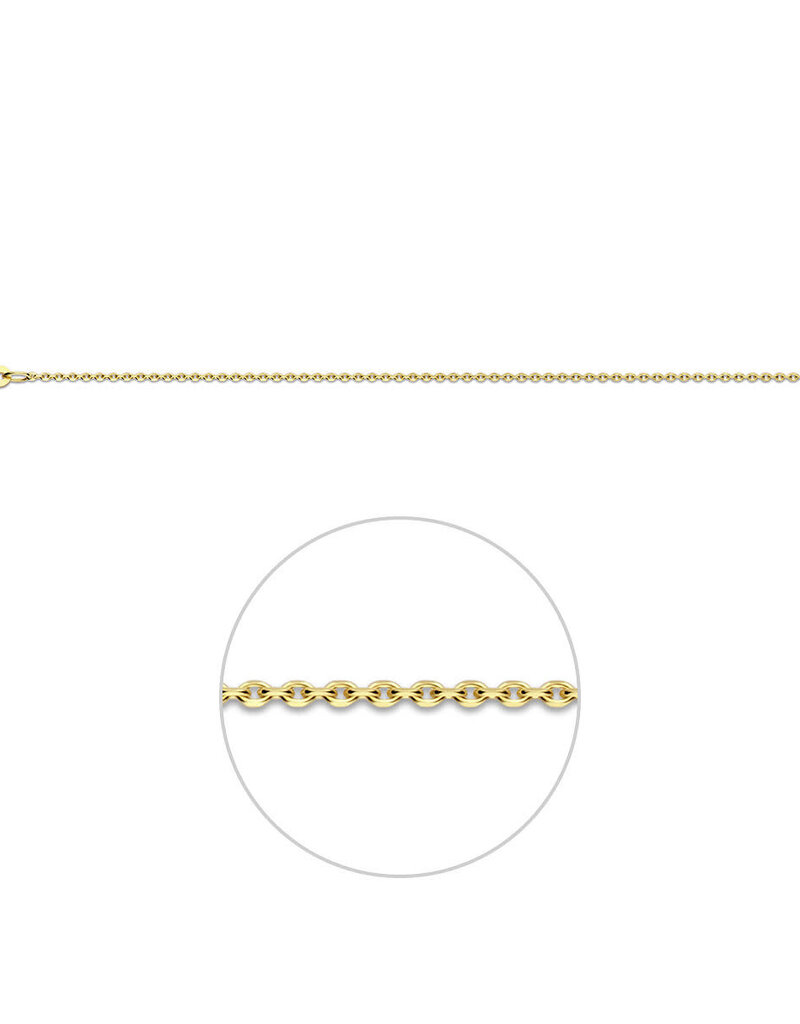 Gouden lengtecollier - 14 karaats - Anker gediamanteerd - 1.1 mm - 41 - 43 - 45 cm