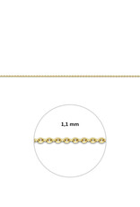 Gouden lengtecollier - 14 karaats - Anker gediamanteerd - 1.1 mm - 41 - 43 - 45 cm