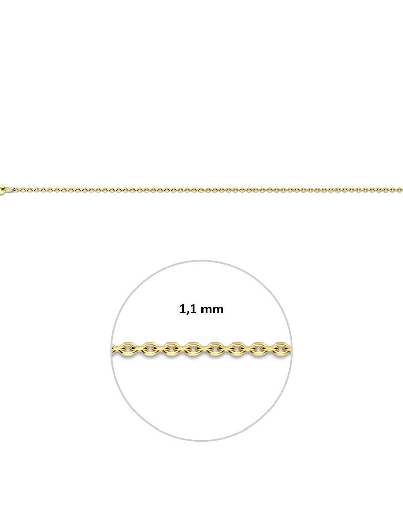 Gouden lengtecollier - 14 karaats - Anker gediamanteerd - 1.1 mm - 41 - 43 - 45 cm