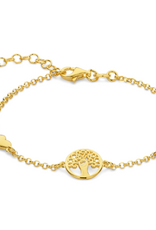 Rosa di Luca Italy Zilver verguld - Armband - Hartjes en levensboom - 16+3