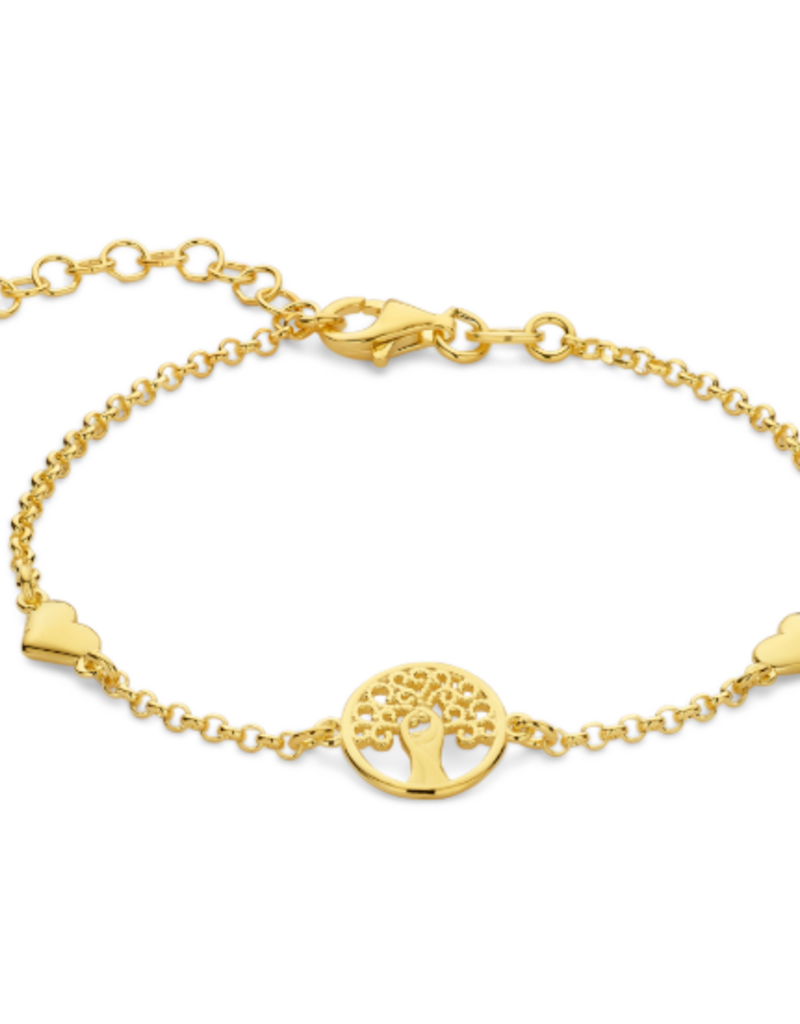Rosa di Luca Italy Zilver verguld - Armband - Hartjes en levensboom - 16+3