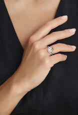 Zilveren ring - Zirkonia - Zoetwaterparel - Maat 17.75