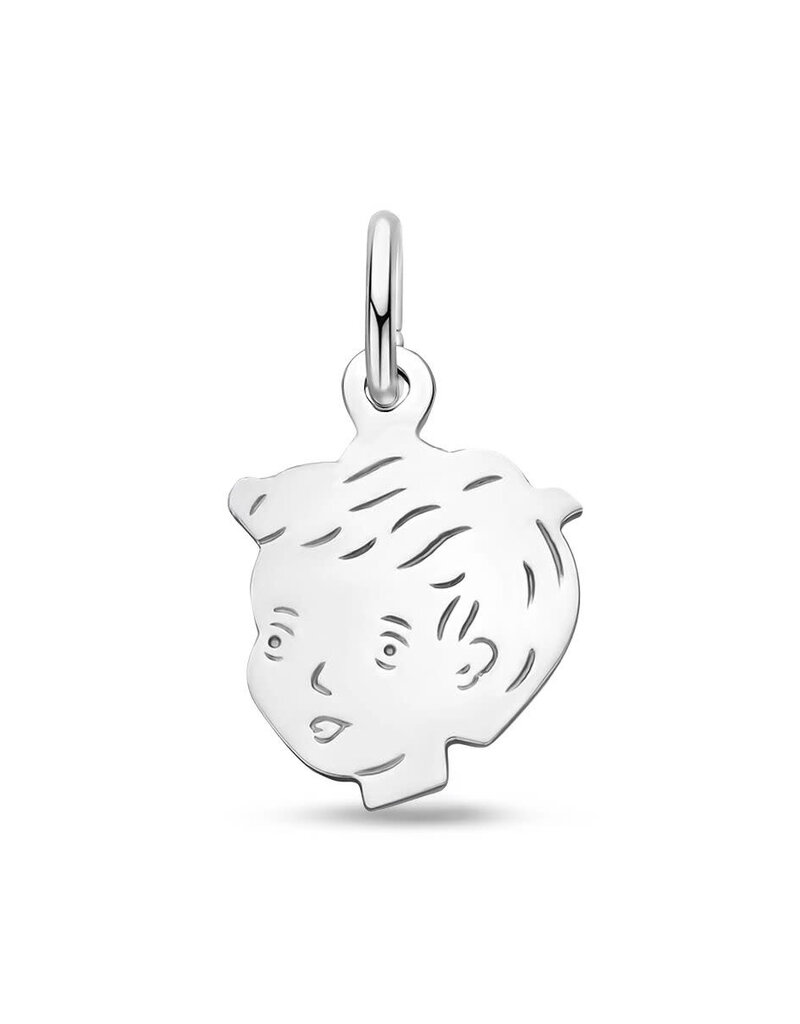 Zilveren kinderkopje - Jongen - 15 x 11,5 mm