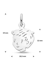 Zilveren kinderkopje - Jongen - 15 x 11,5 mm
