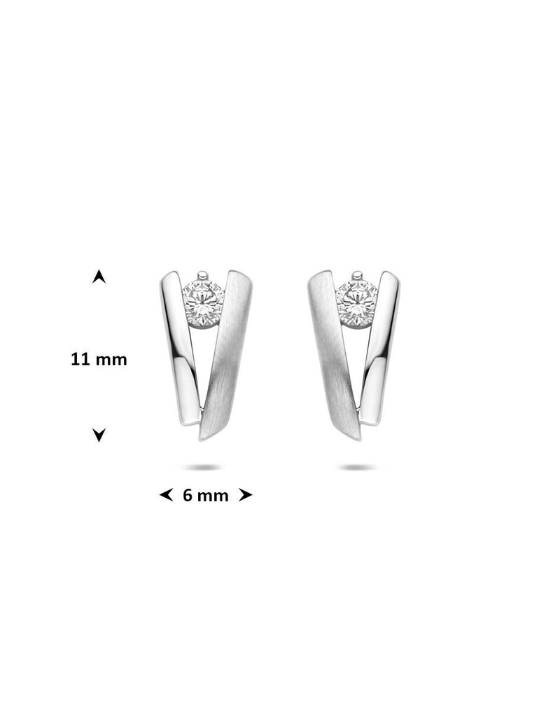Zilveren oorhangers - Gerhodineerd - Mat/glanzend - Zirkonia