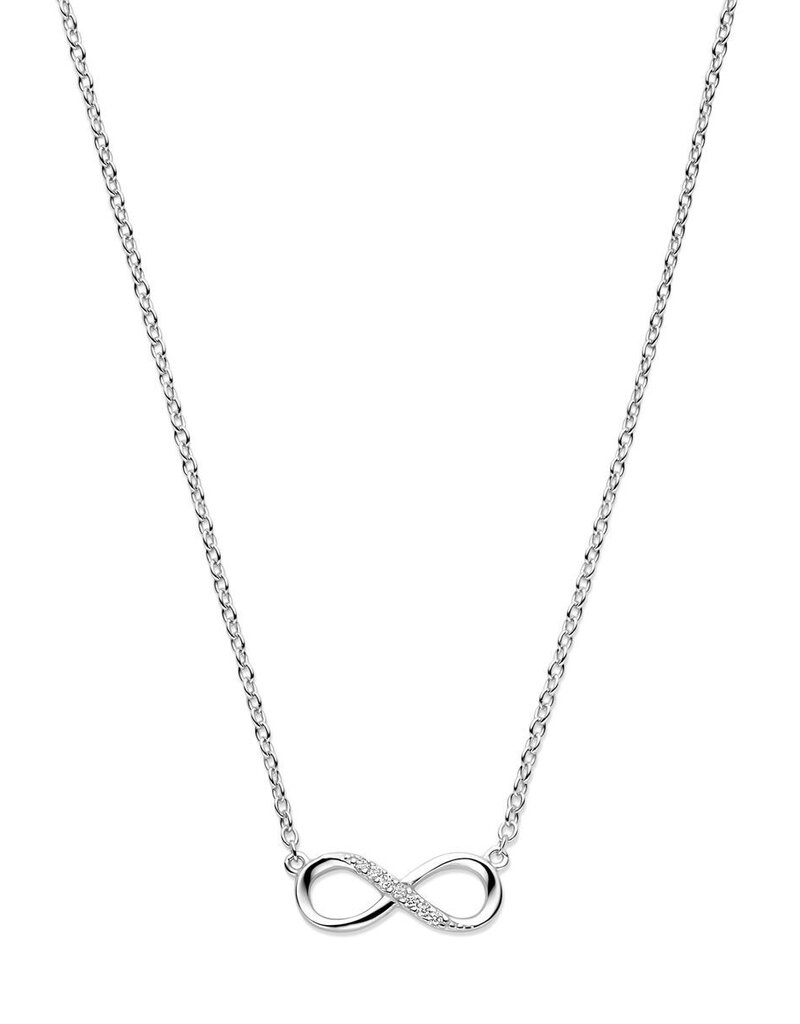Zilveren collier - Gerhodineerd - Zirkonia - Infinity - 41 + 4 cm