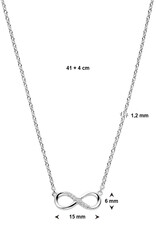 Zilveren collier - Gerhodineerd - Zirkonia - Infinity - 41 + 4 cm