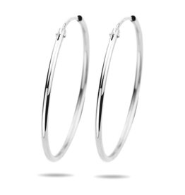 Zilveren oorringen - Gerhodineerd - 1.7 mm - Ronde buis - 45 mm