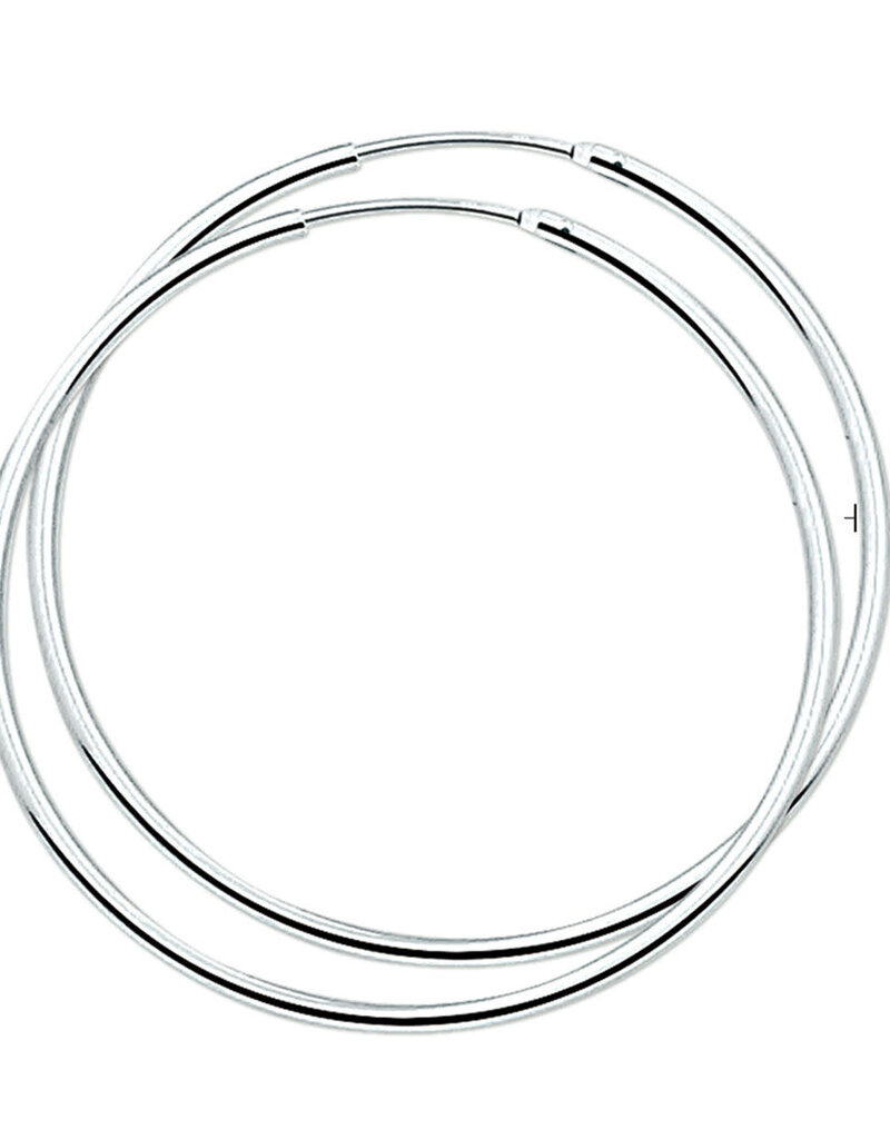 Zilveren oorringen - Gerhodineerd - 1.7 mm - Ronde buis - 45 mm