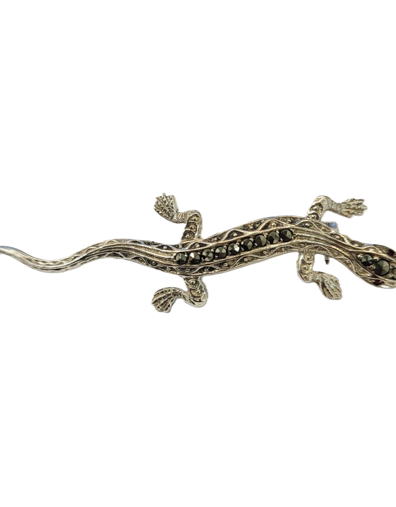 Occasions by Marleen Occasions by Marleen - Zilveren broche - Markesiet - Hagedis
