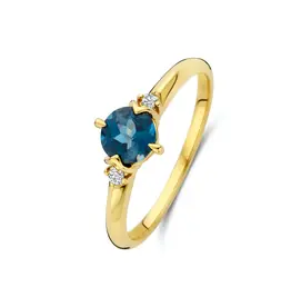 Bernstein Gouden ring - 14 karaats - Briljant - SI2 - 0.050 crt - Maat 17.5