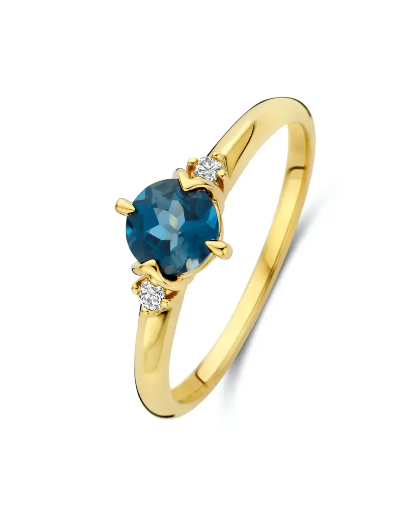 Bernstein Gouden ring - 14 karaats - Briljant - SI2 - 0.050 crt - Maat 17.5