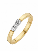 Gouden ring - 14 karaats - Memoire - Briljant - 0.09 crt - Maat 17.5