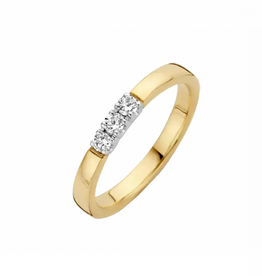 Gouden Briljant damesring - Memoire -  3x 0.03 ct. - Briljant - H.Si - Maat 17.5