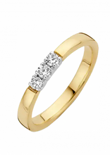 Gouden Briljant damesring - Memoire -  3x 0.05 ct. - Briljant - H.Si - Maat 17.25