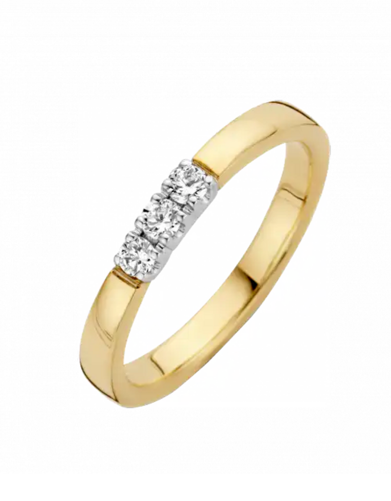 Gouden Briljant damesring - Memoire -  3x 0.05 ct. - Briljant - H.Si - Maat 17.25