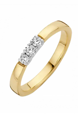 Gouden Memoire ring - 14 karaats - Geel - Briljant - 3x0.09 crt - H/Si - Maat 17