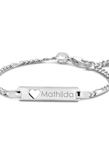 Zilveren naam armbandje - Figaro - Hartje