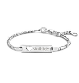 Zilveren naam armbandje - Figaro - Hartje