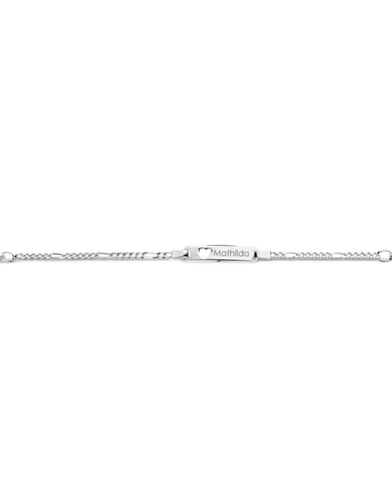 Zilveren naam armbandje - Figaro - Hartje