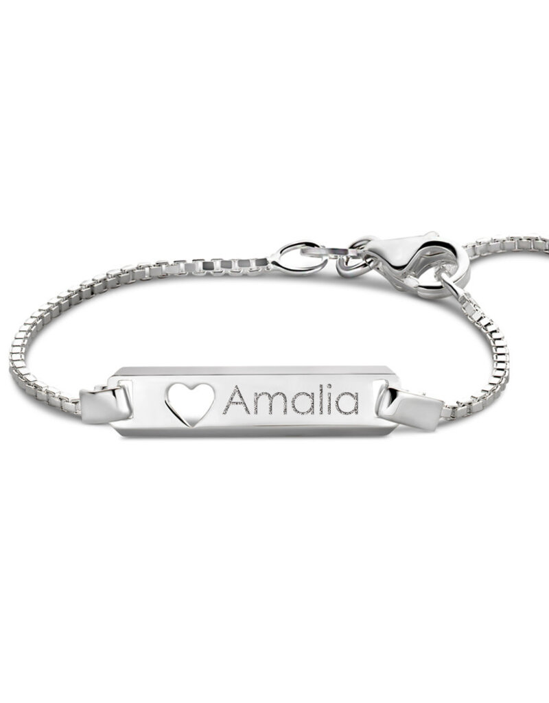 Zilveren naam armbandje - Venetiaans - Hartje
