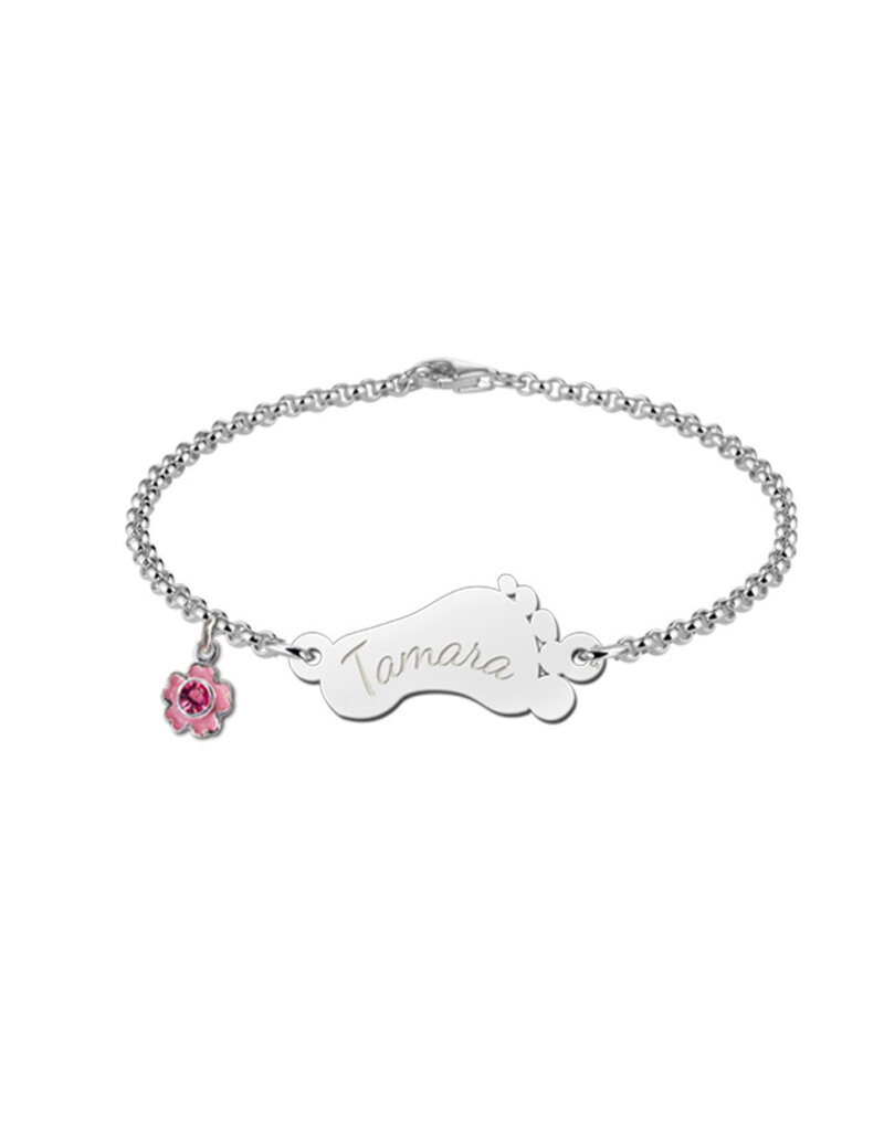 Zilveren baby armband - Jasseron - Voetje (kan met bedel)