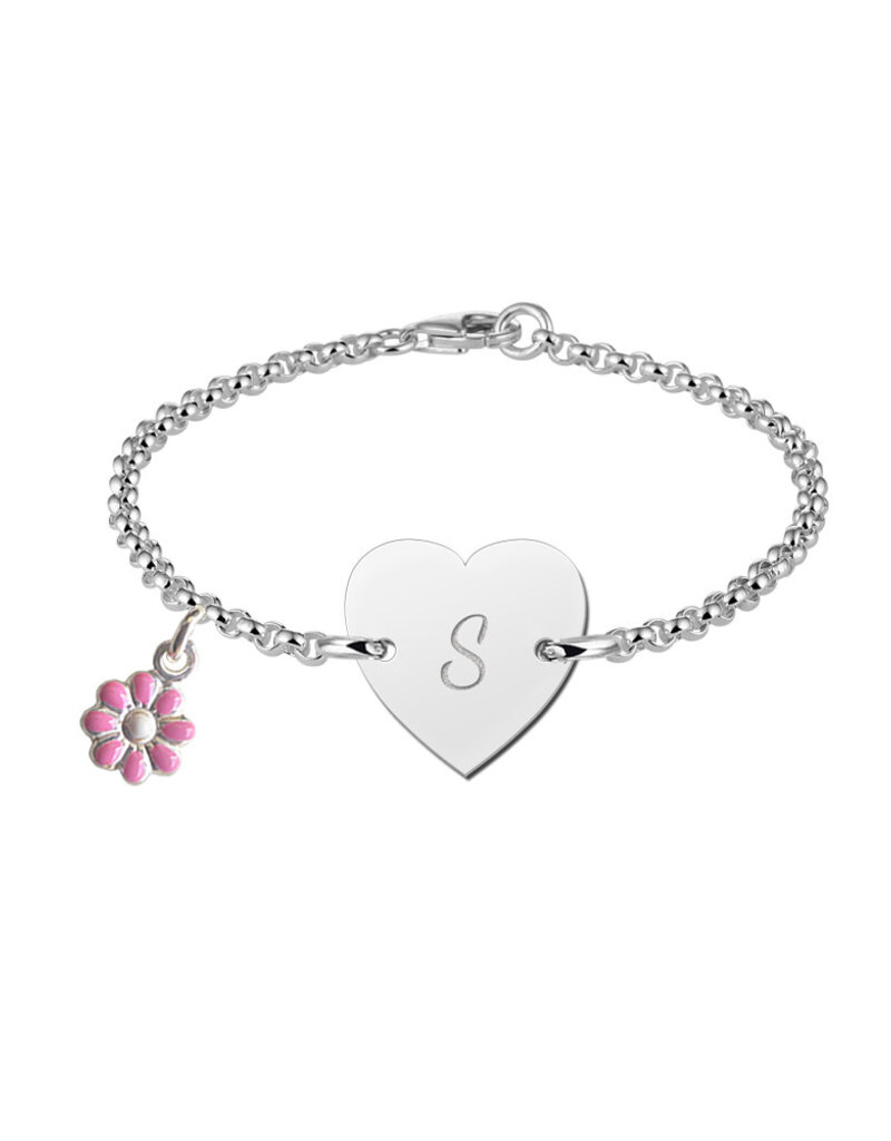 Zilveren baby armband - Jasseron - Hartje
