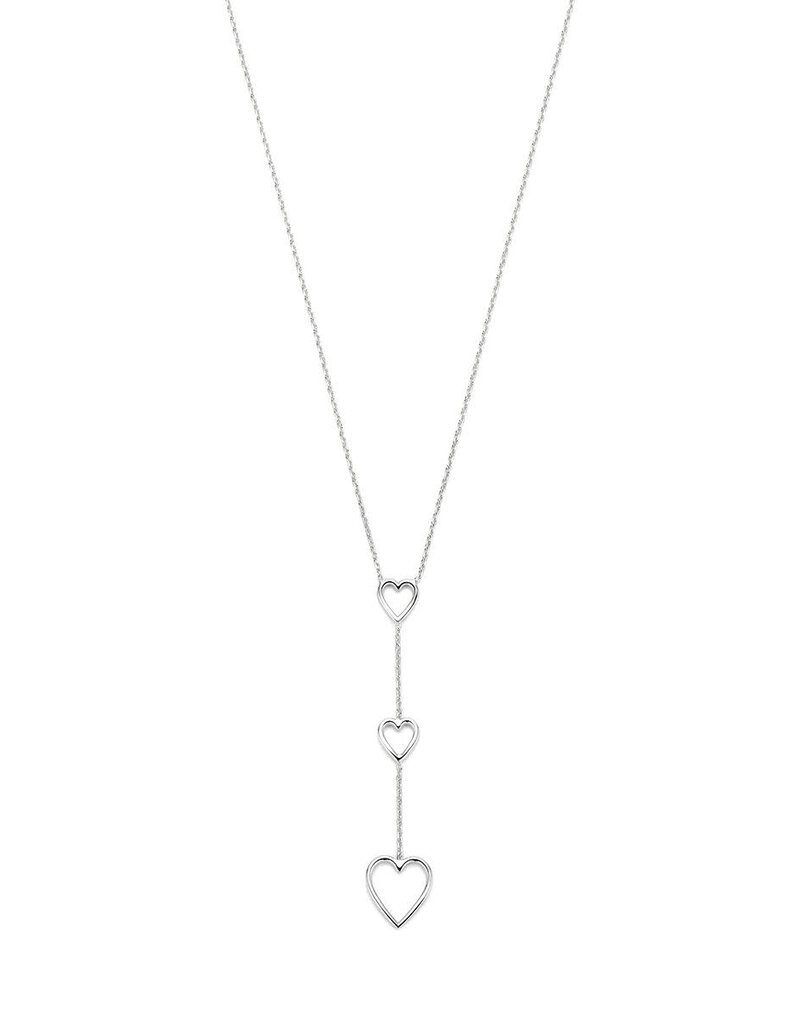 Zilveren y-collier - Gerhodineerd - Hartjes - 41 + 4 cm