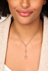 Zilveren y-collier - Gerhodineerd - Hartjes - 41 + 4 cm
