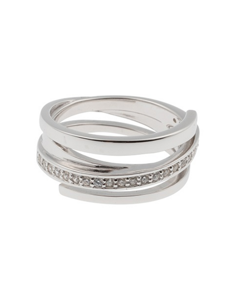 Zilveren ring - Gerhodineerd - Zirkonia - Maat 58