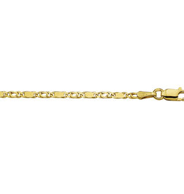 Gouden armband - 14 karaats - Valkenoog met tussenstuk - 2.1 mm - 19 cm