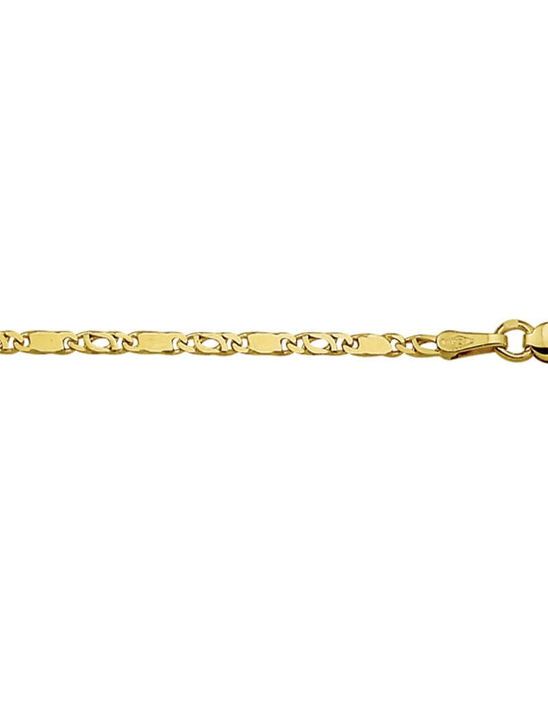 Gouden armband - 14 karaats - Valkenoog met tussenstuk - 2.1 mm - 19 cm