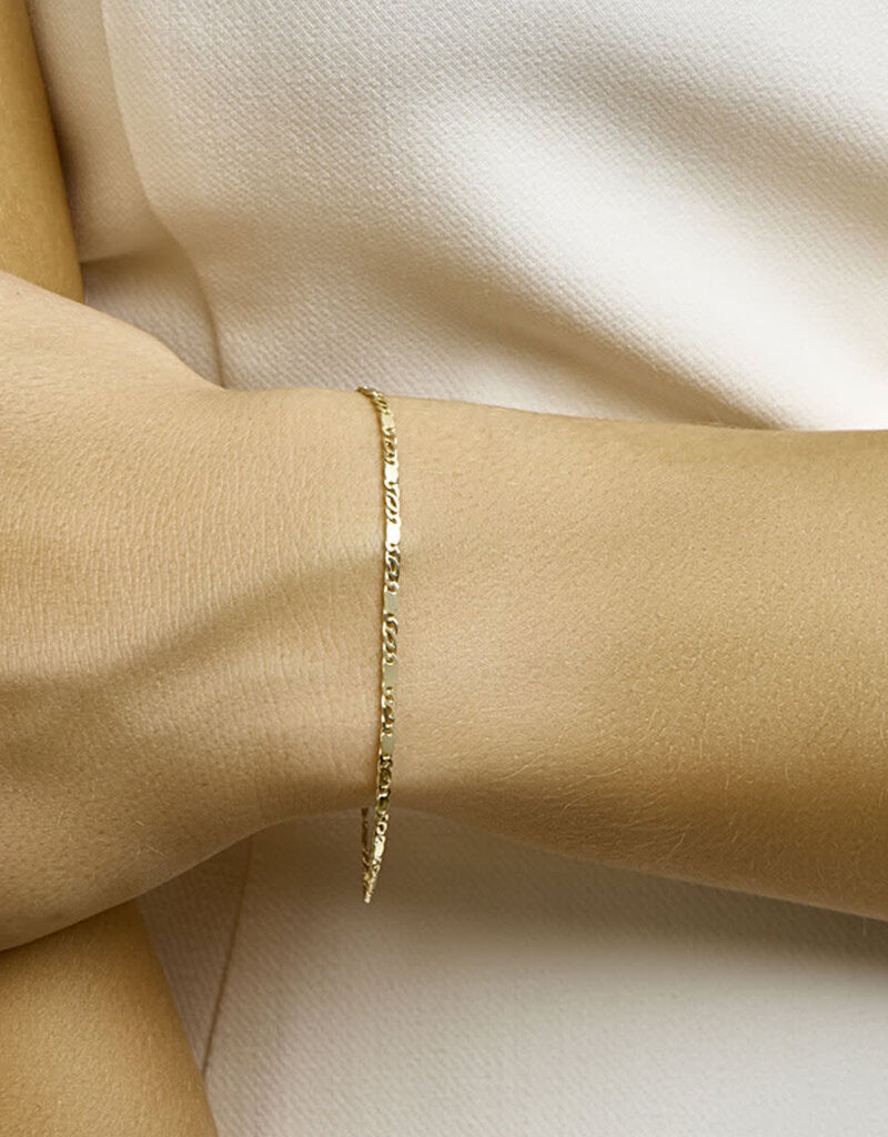 Gouden armband - 14 karaats - Valkenoog met tussenstuk - 2.1 mm - 19 cm
