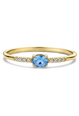 Gouden ring - 14 karaats - Zirkonia Blauw en blank - Maat 56