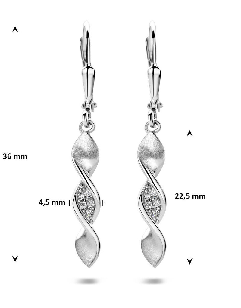 Zilveren oorhangers - Gerhodineerd - Zirkonia - Mat/glanzend