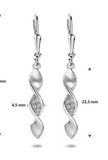 Zilveren oorhangers - Gerhodineerd - Zirkonia - Mat/glanzend